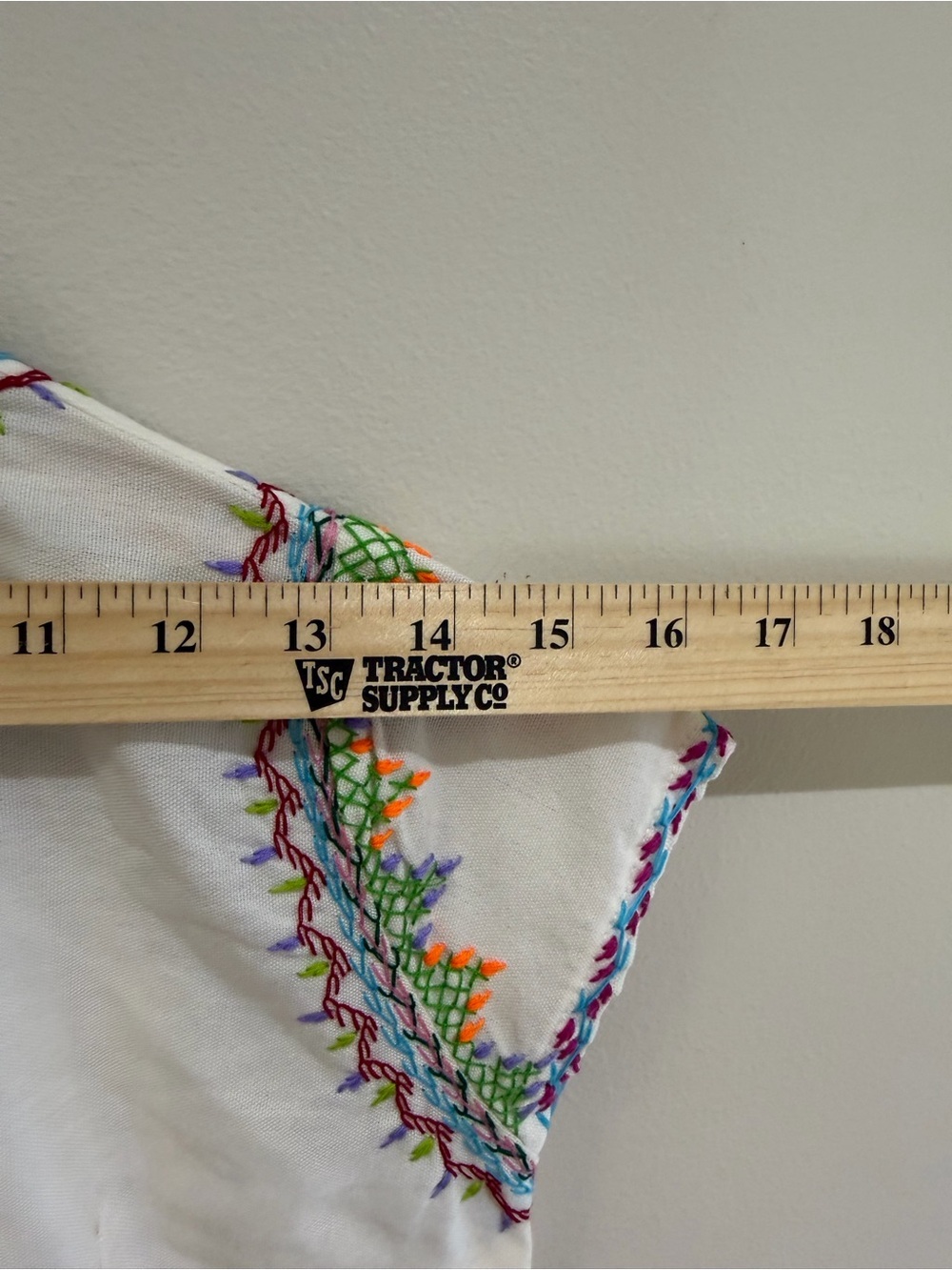 Hand-Embroidered White Boho Fringe Tunic Dress with Colorful Stitching small - Picture 14 of 15